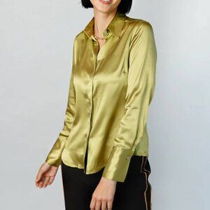 Stunning Deep Olive Silk Blouse